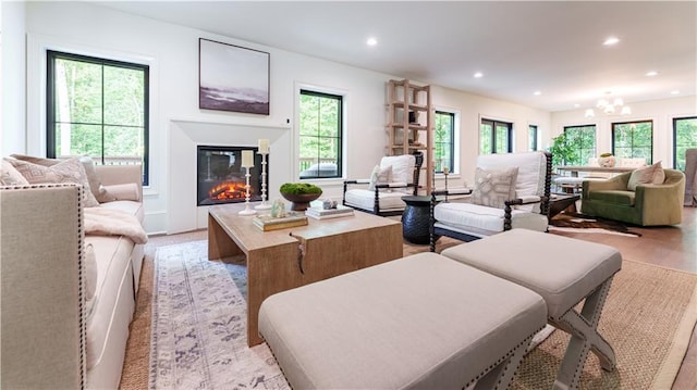 living room featuring plenty of natural light