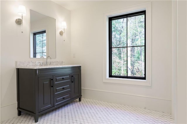 bathroom with a wealth of natural light and vanity