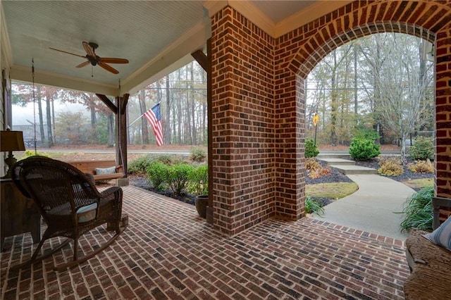 view of patio / terrace featuring a ceiling fan