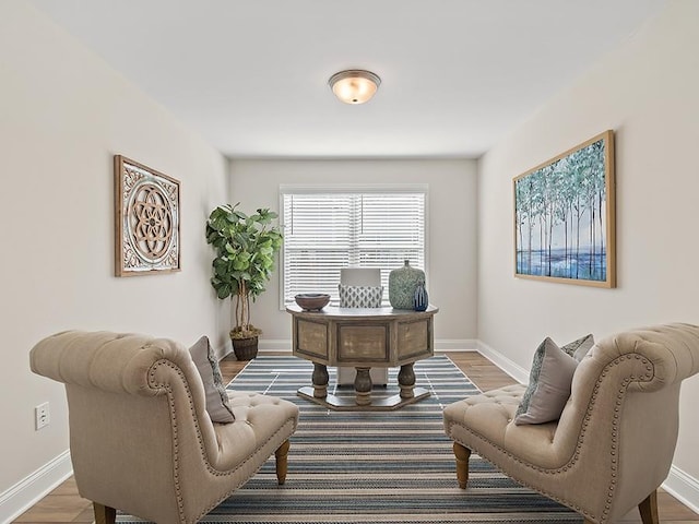 office area with hardwood / wood-style flooring