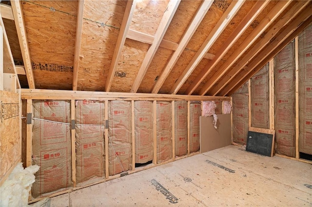 view of unfinished attic