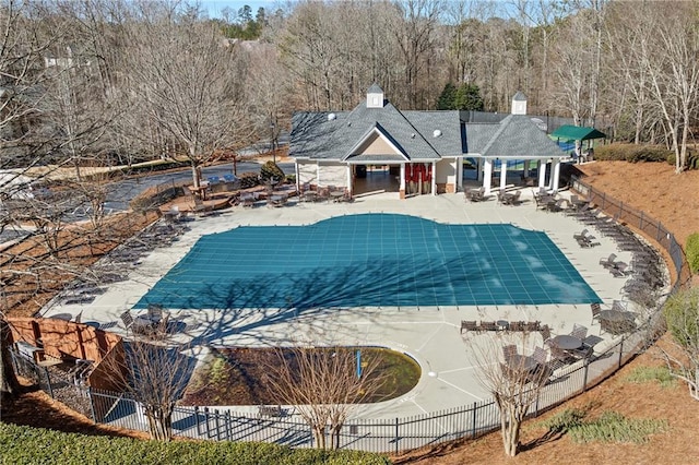 view of swimming pool featuring a patio