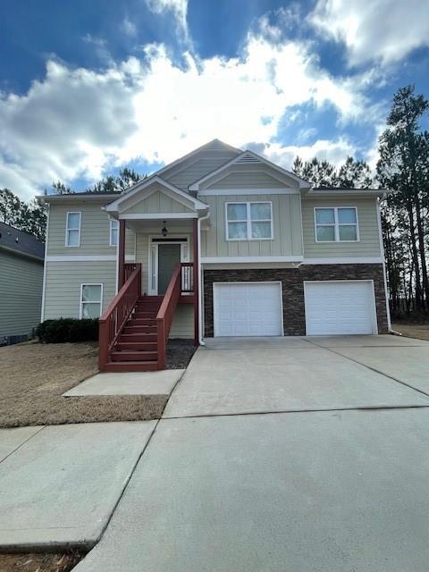 view of front of property with a garage