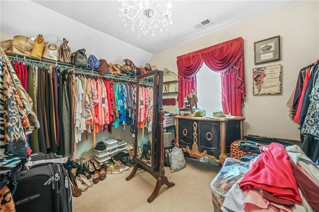 walk in closet with carpet and visible vents