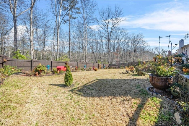 view of yard featuring a fenced backyard