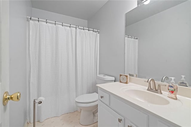 244 Bryn Brooke Dr, Dawsonville, GA 30534 - full bathroom with toilet, vanity, tile patterned floors, and a shower with shower curtain