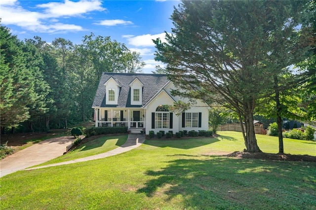 244 Bryn Brooke Dr, Dawsonville, GA 30534 - cape cod home with a front yard and covered porch
