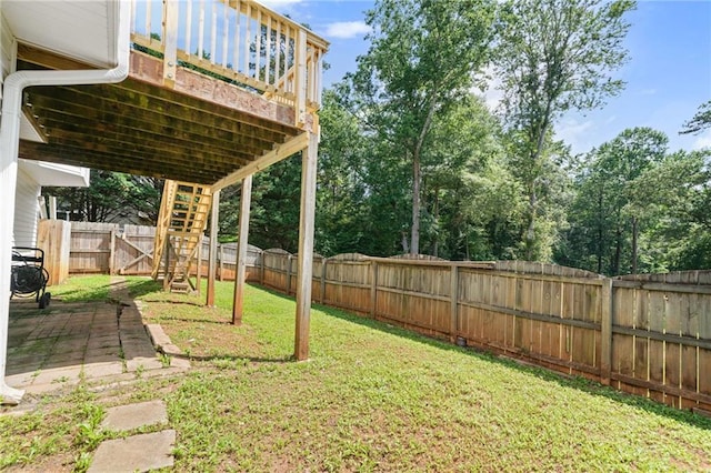 244 Bryn Brooke Dr, Dawsonville, GA 30534 - view of yard featuring a wooden deck and stairs