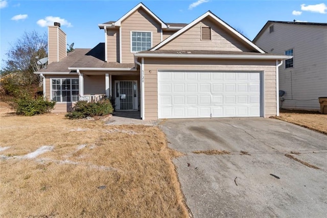 view of front of house with a garage