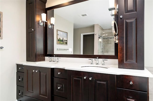 3710 Robinson Walk Ct, Marietta, GA 30068 - bathroom with double vanity and a shower stall