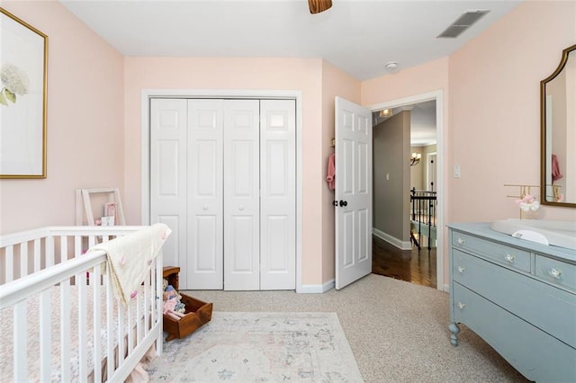 3710 Robinson Walk Ct, Marietta, GA 30068 - bedroom with a closet, baseboards, carpet, and a ceiling fan