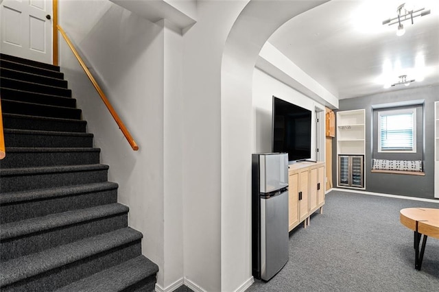 3710 Robinson Walk Ct, Marietta, GA 30068 - stairs with carpet flooring, baseboards, and arched walkways