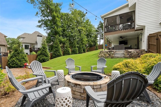 3710 Robinson Walk Ct, Marietta, GA 30068 - view of patio featuring a fire pit and ceiling fan