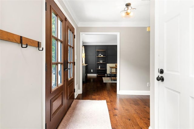 3710 Robinson Walk Ct, Marietta, GA 30068 - entrance foyer with wood finished floors, crown molding, baseboards, and french doors