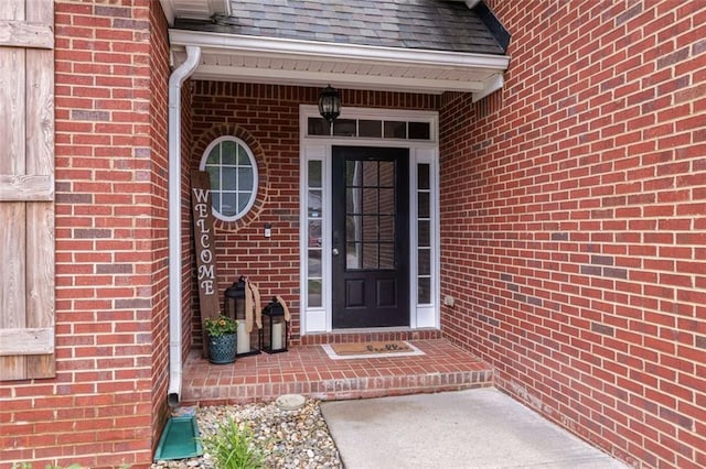 930 Brenau Point Dr, Gainesville, GA 30501 - doorway to property featuring brick siding and roof with shingles