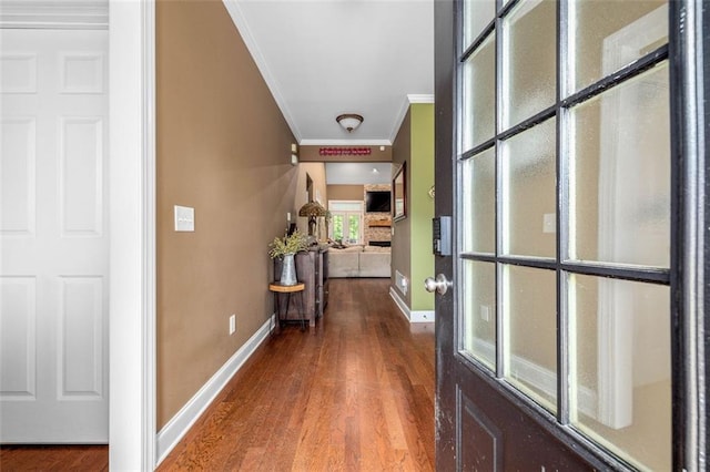 930 Brenau Point Dr, Gainesville, GA 30501 - hall with ornamental molding, wood finished floors, and baseboards