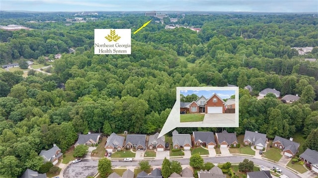 930 Brenau Point Dr, Gainesville, GA 30501 - aerial perspective of suburban area with a forest