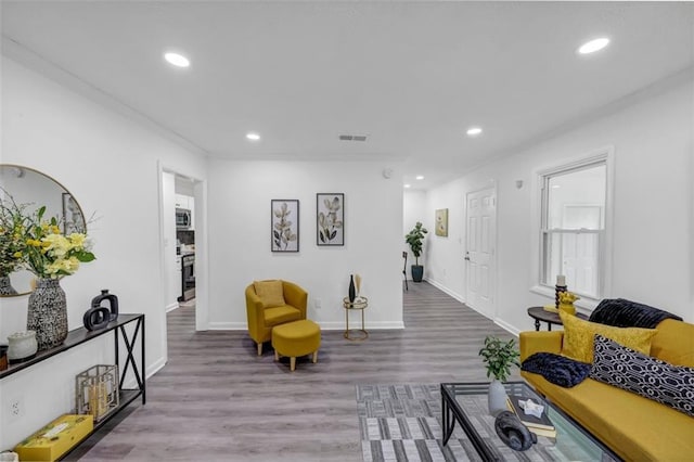 living room with hardwood / wood-style floors