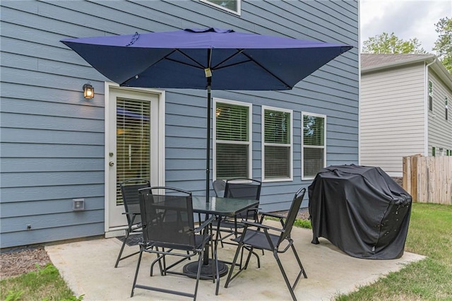 view of patio / terrace featuring a grill