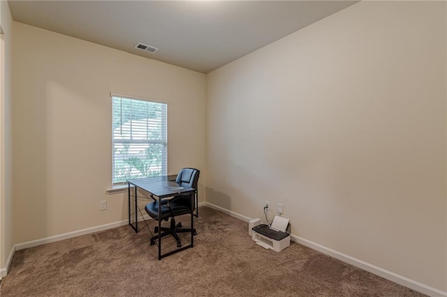 view of carpeted office space