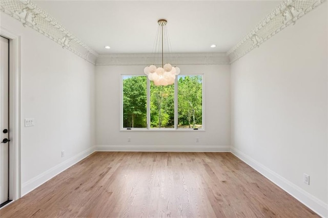 7188 Williams Rd, Flowery Branch, GA 30542 - spare room with a chandelier, wood finished floors, baseboards, and recessed lighting