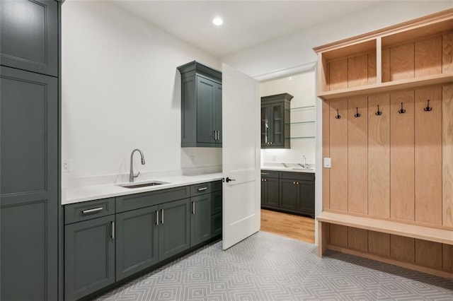 7188 Williams Rd, Flowery Branch, GA 30542 - mudroom featuring a sink, recessed lighting, and light floors