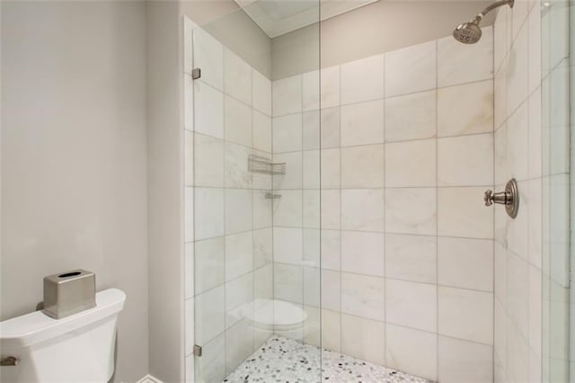 bathroom with toilet and tiled shower