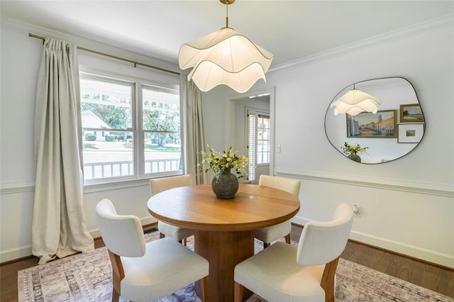 3664 Maple Forge Ln, Gainesville, GA 30504 - dining space featuring wood finished floors and ornamental molding