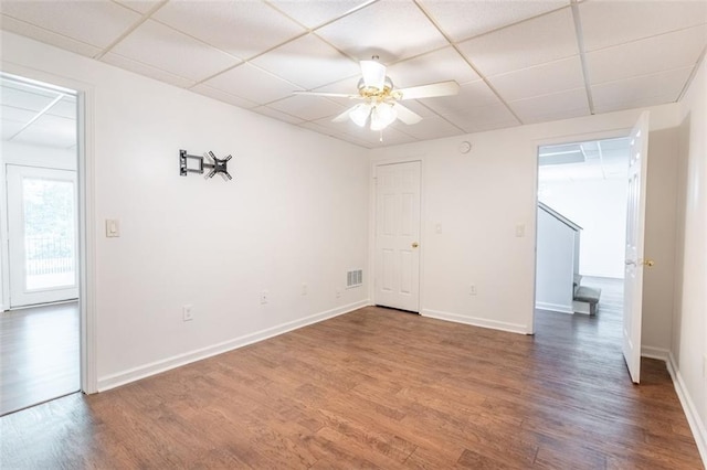 3664 Maple Forge Ln, Gainesville, GA 30504 - unfurnished room featuring a drop ceiling, wood finished floors, and ceiling fan