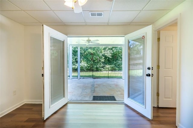 3664 Maple Forge Ln, Gainesville, GA 30504 - entryway with a ceiling fan, a drop ceiling, and wood finished floors