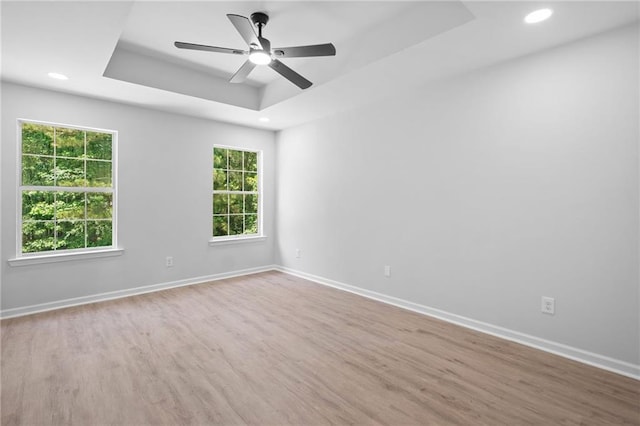 3156 Ozmer Lndg, Decatur, GA 30034 - unfurnished room featuring a raised ceiling, wood finished floors, baseboards, recessed lighting, and ceiling fan