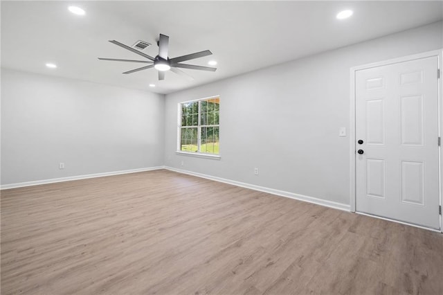 3156 Ozmer Lndg, Decatur, GA 30034 - empty room with a ceiling fan, light wood-style floors, recessed lighting, and baseboards