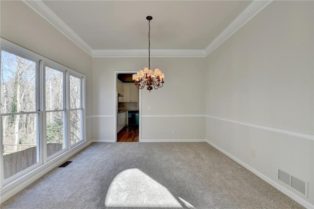 1924 Wilkenson Xing, Marietta, GA 30066 - carpeted spare room featuring a chandelier, healthy amount of natural light, ornamental molding, and baseboards