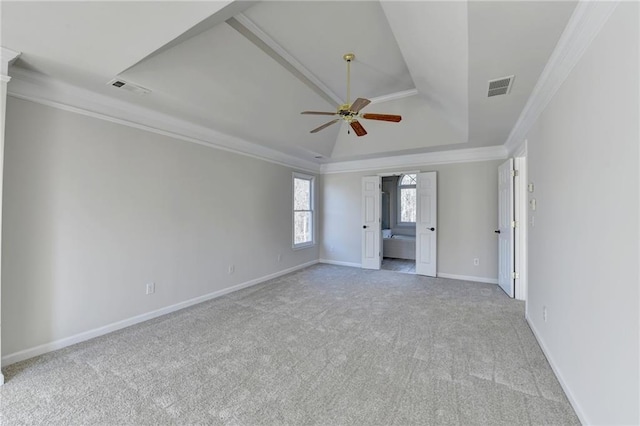 1924 Wilkenson Xing, Marietta, GA 30066 - empty room featuring a raised ceiling, carpet flooring, a ceiling fan, ornamental molding, and baseboards