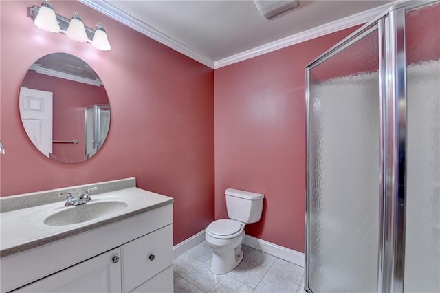 1924 Wilkenson Xing, Marietta, GA 30066 - full bath with vanity, toilet, a stall shower, ornamental molding, and tile patterned floors