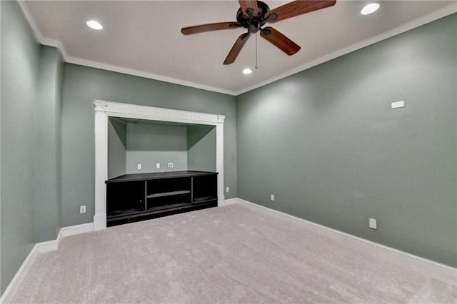 1924 Wilkenson Xing, Marietta, GA 30066 - carpeted empty room with recessed lighting, ceiling fan, ornamental molding, and baseboards