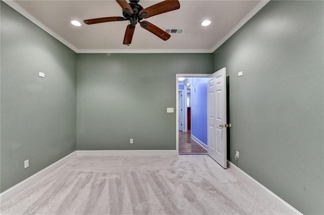 1924 Wilkenson Xing, Marietta, GA 30066 - spare room featuring carpet floors, recessed lighting, ceiling fan, baseboards, and crown molding