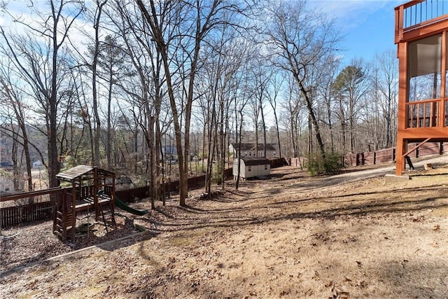 view of yard featuring a playground