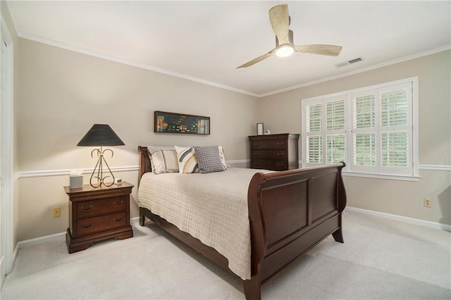 2080 Old Dominion Rd, Atlanta, GA 30350 - bedroom with carpet, baseboards, crown molding, and a ceiling fan
