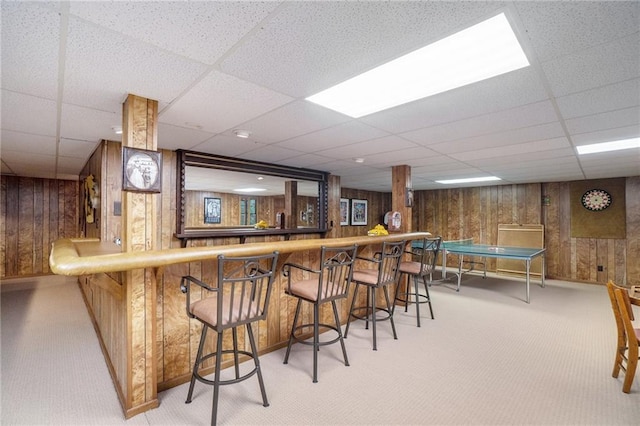 2080 Old Dominion Rd, Atlanta, GA 30350 - indoor bar featuring carpet floors, wooden walls, and a paneled ceiling