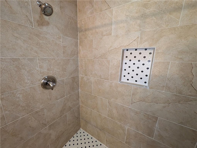 bathroom with a tile shower