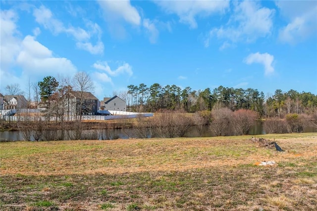 view of yard with a water view