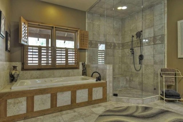115 Coldwater Creek Dr, Mineral Bluff, GA 30559 - bathroom with a garden tub and a tile shower
