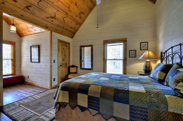115 Coldwater Creek Dr, Mineral Bluff, GA 30559 - bedroom featuring vaulted ceiling, wood finished floors, and wood ceiling