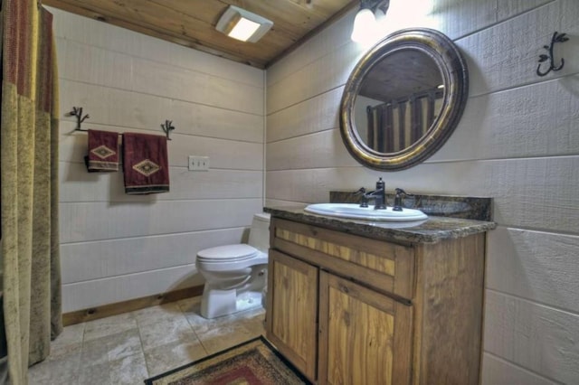 115 Coldwater Creek Dr, Mineral Bluff, GA 30559 - bathroom featuring vanity, wooden walls, and wood ceiling