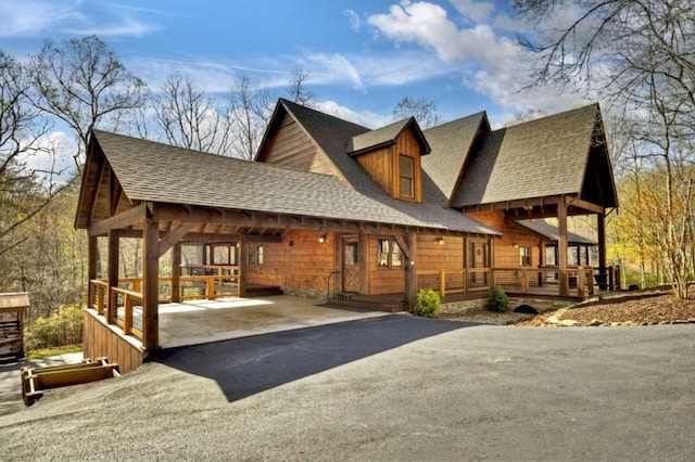 115 Coldwater Creek Dr, Mineral Bluff, GA 30559 - back of property featuring roof with shingles and covered porch