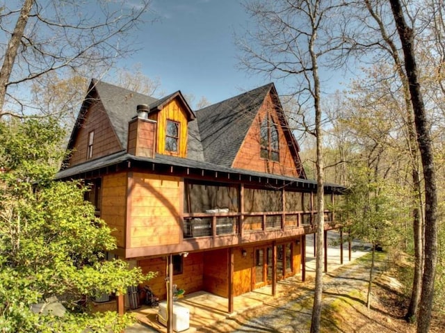 115 Coldwater Creek Dr, Mineral Bluff, GA 30559 - rear view of house with a shingled roof and a wooden deck