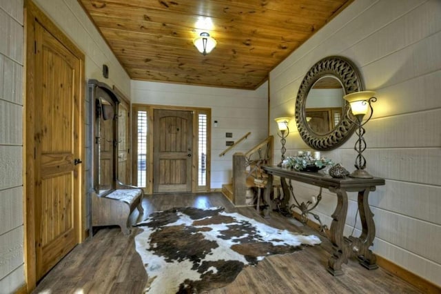 115 Coldwater Creek Dr, Mineral Bluff, GA 30559 - entrance foyer with wood finished floors and wood ceiling
