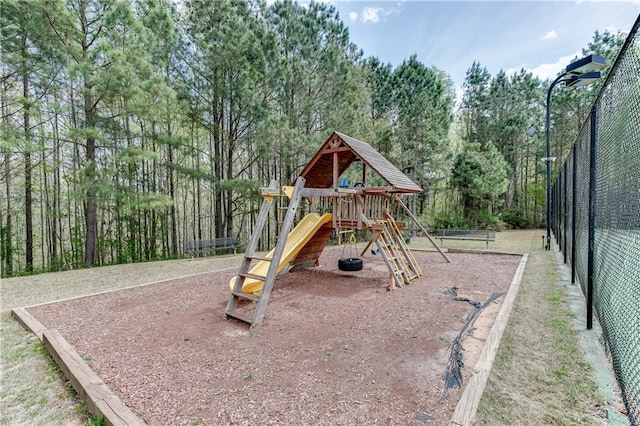 community play area with fence