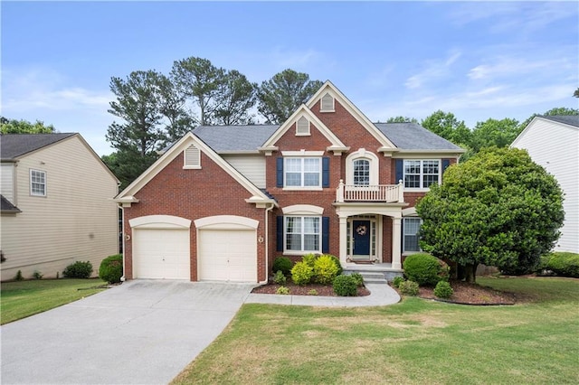 5312 Tormeal Trce, Suwanee, GA 30024 - colonial home with brick siding, a front lawn, concrete driveway, and an attached garage